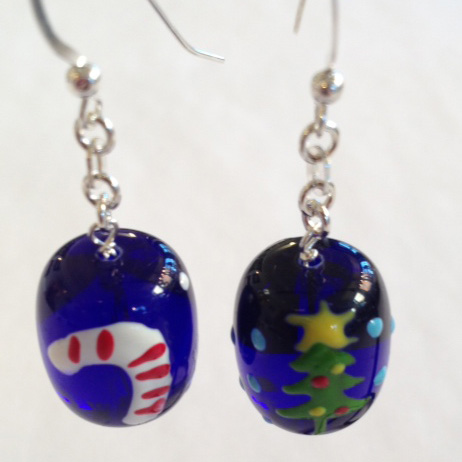 Main Image Candy cane and christmas tree earrings